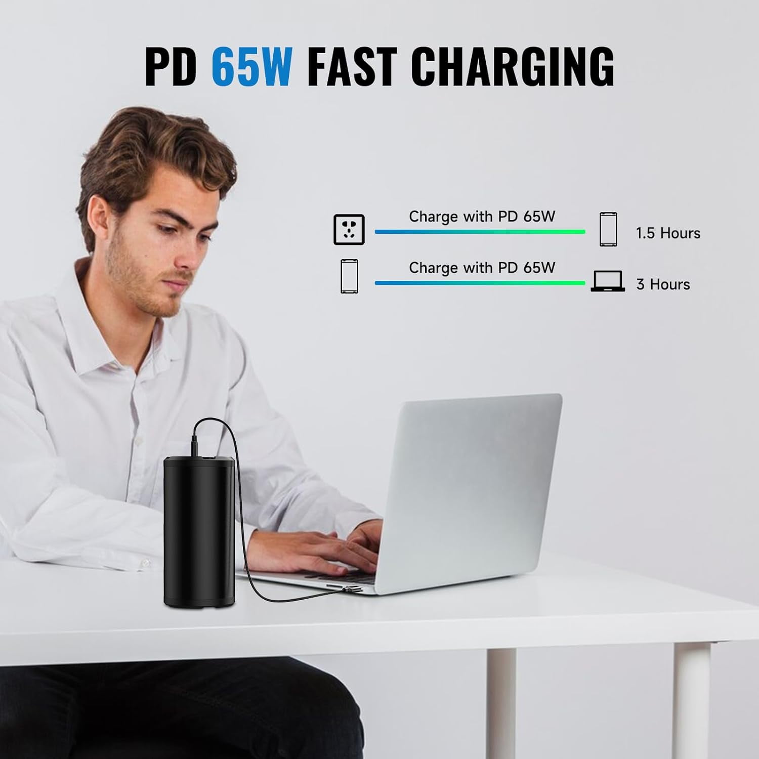 PADJYYUSZ Portable Laptop Charger with AC Outlet/98Wh/27000mAh/Fast Charging. Black