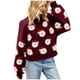 thumbnail image 3 of Suéter de punto navideño para mujer 2024, lindo suéter con cuello redondo y estampado de cabeza de Papá Noel, jersey de polar cálido para invierno, prendas de vestir para mujer, 3 of 5