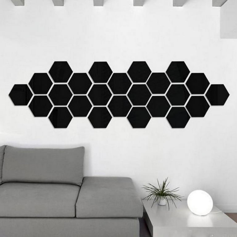 JDEFEG Wall Stickers for Couples Bedroom Wall Home Room Art Stickers  Removable Decor Home Decor Hexagon Stick On Mirrors for Wall Black 
