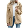 thumbnail image 3 of Womens Jacket Women's Solid Color Winter Buttoned Jackets with Pockets Casual Style Trench Coat Women Khaki M, 3 of 6