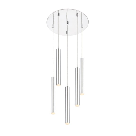 Z-Lite Forest 5 Light 14" Round Modern Steel LED Pendant in Chrome