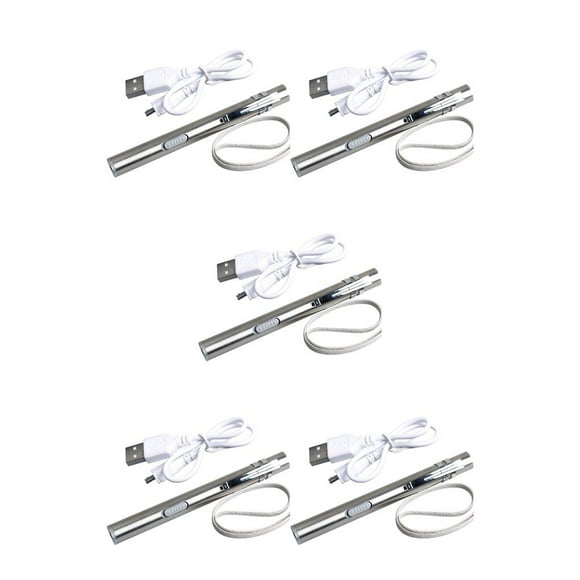 Decodeary Lampe de Poche Portable Extérieure Rechargeable en Acier Inoxydable LED Torche Lampe de Poche de Pêche à Main Mode Unique 1 5Ensemble