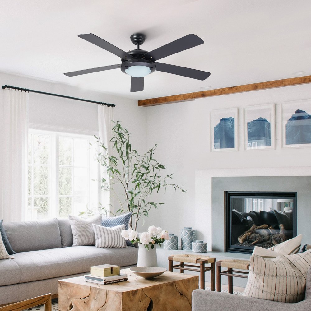 5 Blade 52" Ceiling Fan with Remote Control, Pull Chains, LED Light Set