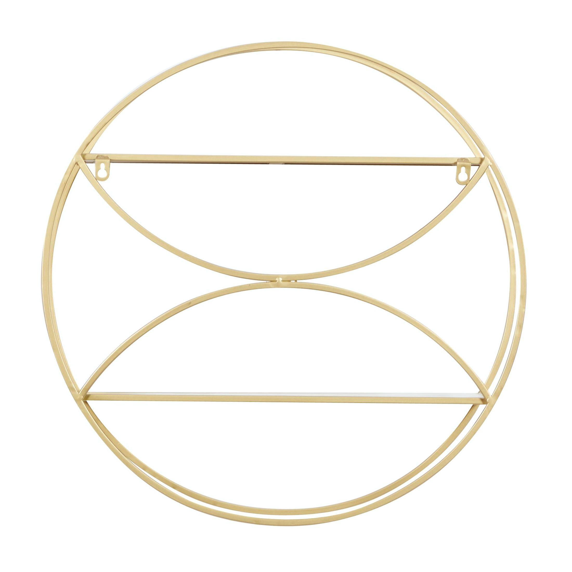 CosmoLiving by Cosmopolitan 22" x 7" Round 2-Tier Gold Geometric Wall Shelf