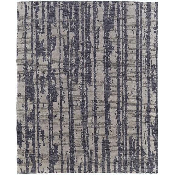 Feizy Altmar Modern Abstract, Blue/Gray/Taupe, 2' x 3' Accent Rug Stain Resistant Kid Friendly Handmade Bohemian & Eclectic Stripes Design Carpet for Living Dining Bed Room