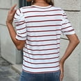 thumbnail image 5 of SHTXOZHI Womens Puff Short Sleeve Striped Blouses Crewneck Dressy Casual Business Work Shirt Tops, 5 of 6