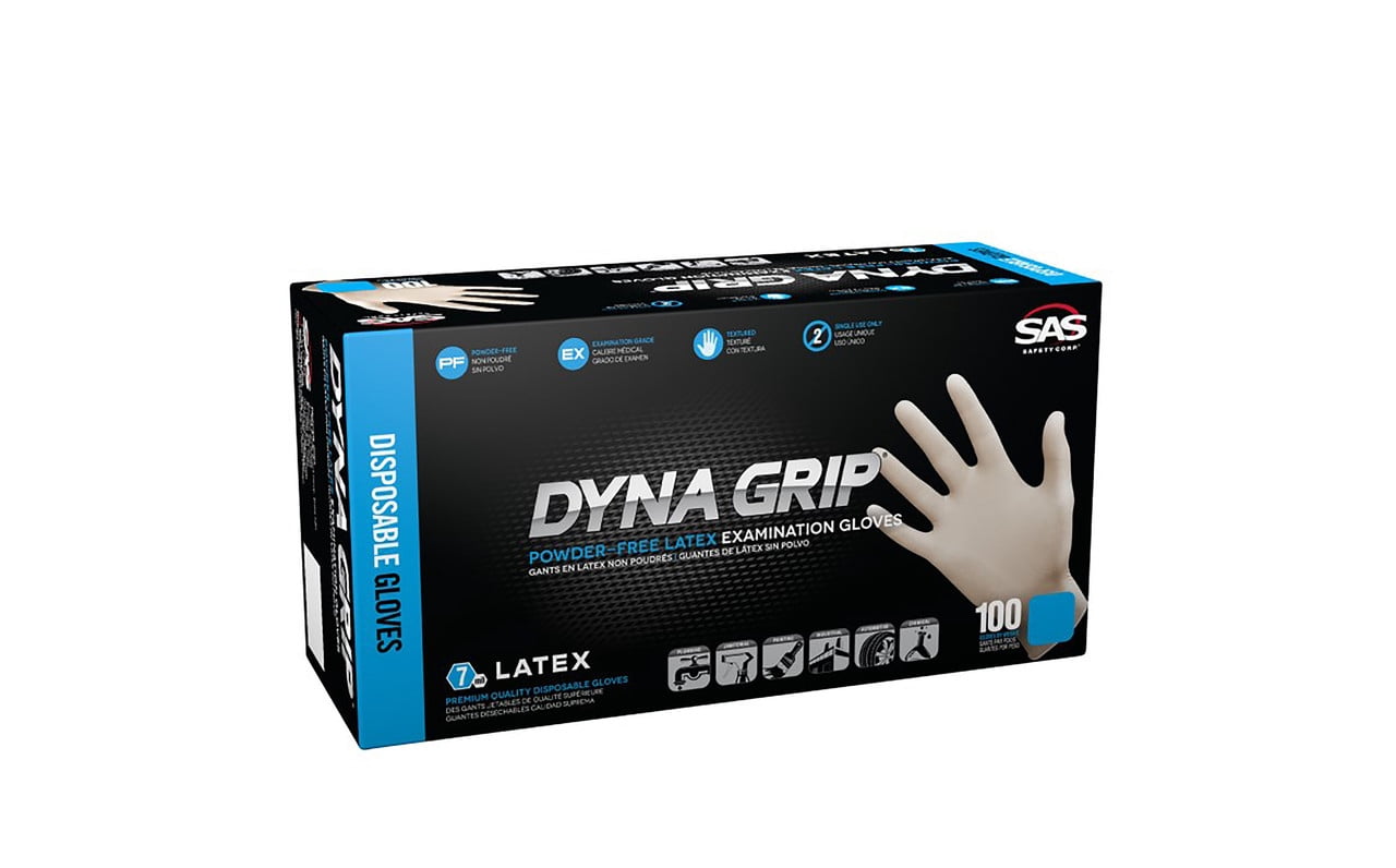 Dyna Grip 650-1003 Powder-Free Exam Grade Latex Disposable Gloves - 7 Mil, Size L, 100/Box, 10 Boxes/Case