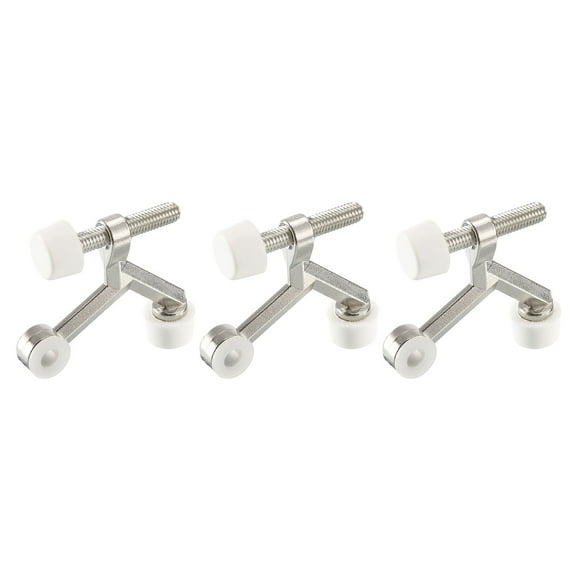 Door Stoppers, 3Pcs 2-1/6" x 1-7/9" - Zinc Alloy Adjustable Hinge Pin Door Stop with Rubber Bumper Tips (Nickel)