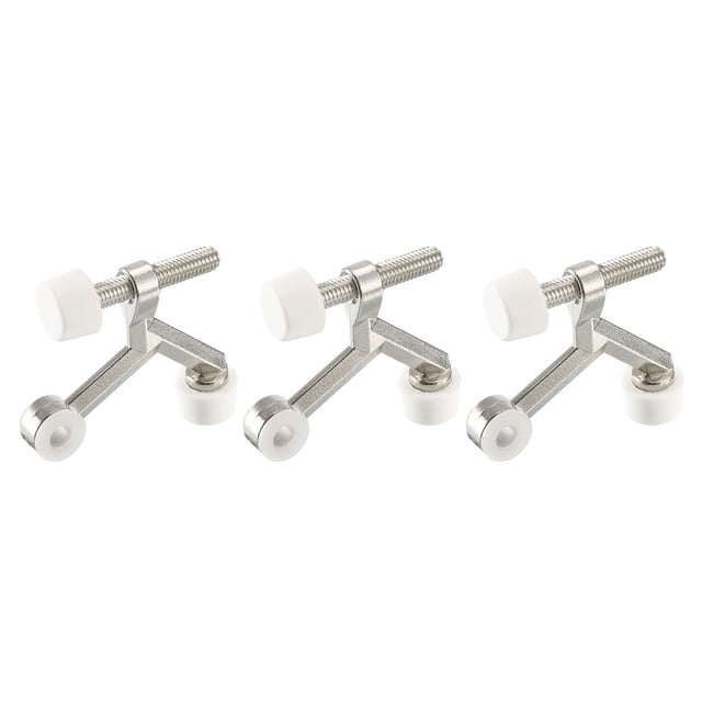 Puerta Topes, 3uds 2-1/6" x 1-7/9" - Zinc Aleación Bisagra Pasador Puerta Parada, K Tipo Ajustable Puerta Tope con Goma Parachoques Puntas (Níquel)