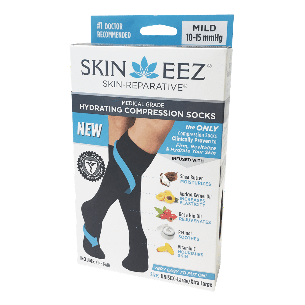 SKINEEZ Skin-Reparative Hydrating Compression Socks, 10-15 Mmhg, Large ...