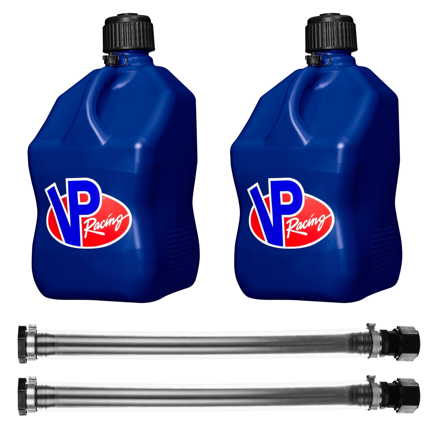 VP Racing Fuels Jug Storage 5-Gallon Container 2 Pack Blue & Hose 2 Pack