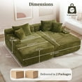 thumbnail image 4 of IPKIG Green Corduroy 85" Double Chaise Sofa Bed, No-Assembly-Required Oversized Loveseat with Boneless Cloud Sleeper Design, 4 of 8