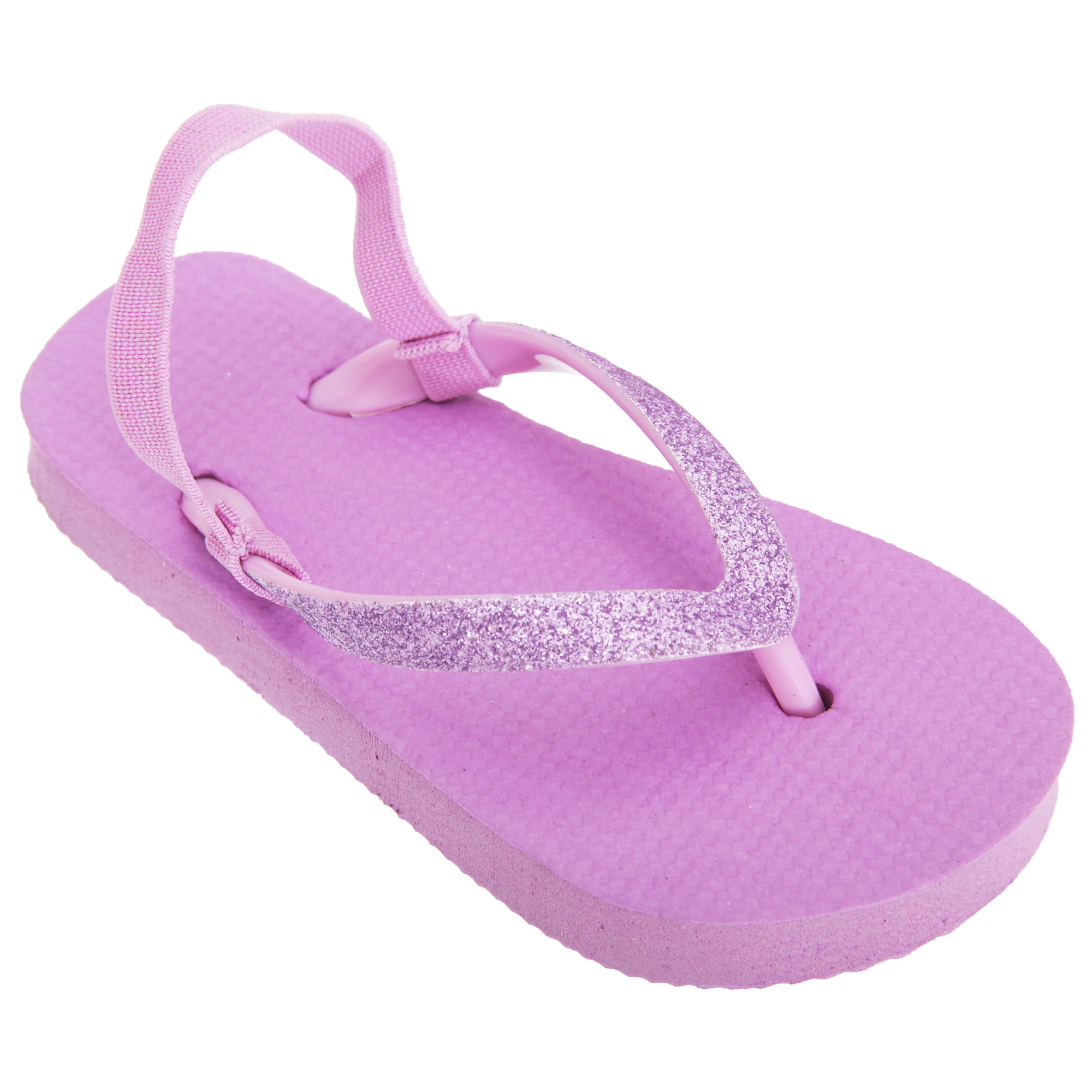 FLOSO Childrens Girls Plain Toe Post Flip Flops With Glitter Strap ...