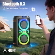 Dual 6.5-inch 160W Bluetooth Speaker, Large Party Speakers with Rich Bass, TWS Mode, Microphone Jack, Support Usb Aux TF for DJ Karaoke Games