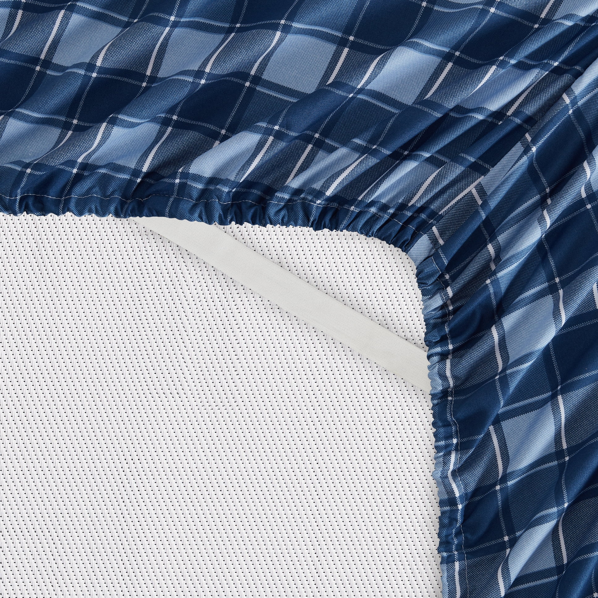 Clara Clark Printed Twin Sheet Set - Shrinkage and Fade Resistant- 6 Piece Soft Deep Pocket Bed Sheets - 1 Fitted Sheet, 1 Flat Sheet, 1 Pillowcases and 1 Pillow Shams - Twin, Checker Blue