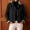 Black, variant on Womens Cropped Trench Coat Lapel Button Down Lightweight Short Casual Jacket With Plaid Lining, 2XL