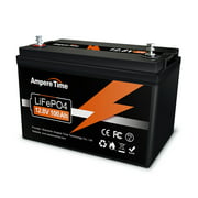 Ampere Time 12V 100AH LiFePO4 Lithium Battery Built-in 100A BMS for RV