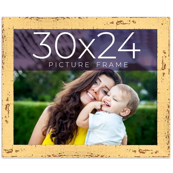 30x24 Frame Yellow Real Wood Picture Frame Width 1.25 inches | Interior Frame Depth 0.5 inches |