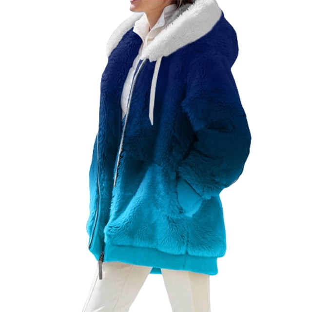 Abrigo de mujer con capucha, acogedor, con cremallera, manga larga, cordón ajustable, forro polar de peluche, suave, cálido, holgado, cárdigan, abrigo grueso resistente a la intemperie (XL)