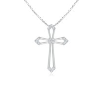 ANGARA Natural Pointed Open Cross Pendant with Diamonds in 14K White Gold for Women (Size-1mm| Color-G| Clarity-VS2) | April Birthstone, Anniversary, Jewelry Gift for Women | Natural Diamond Necklace