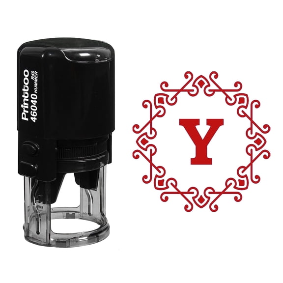 Printtoo Y Alphabet Monogram Initial Octagon Celtic Swirl Frame R-40 Self Inking Rubber Stamp Office Stationary-Red