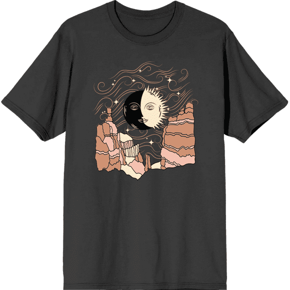 Celestial Tropics Canyon Adult Black Crew Neck Short Sleeve Tee-Medium