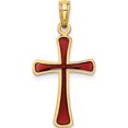 thumbnail image 4 of 14K Yellow Gold Pink Enameled Tapered Cross Charm (19.25 X 13) Made In United States k8634, 4 of 5