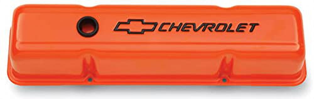 Proform 141-784 Valve Covers Stamped Steel Tall Orange with Bowtie Logo Fits select: 1967-1986 CHEVROLET CAMARO, 1969-1986 CHEVROLET C10