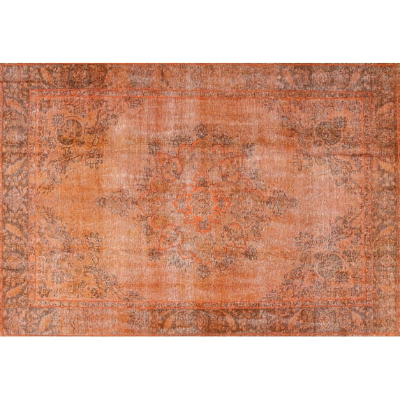 Ahgly Company Indoor Rectangle Traditional Orange Red Persian Area Rugs, 7' x 9'
