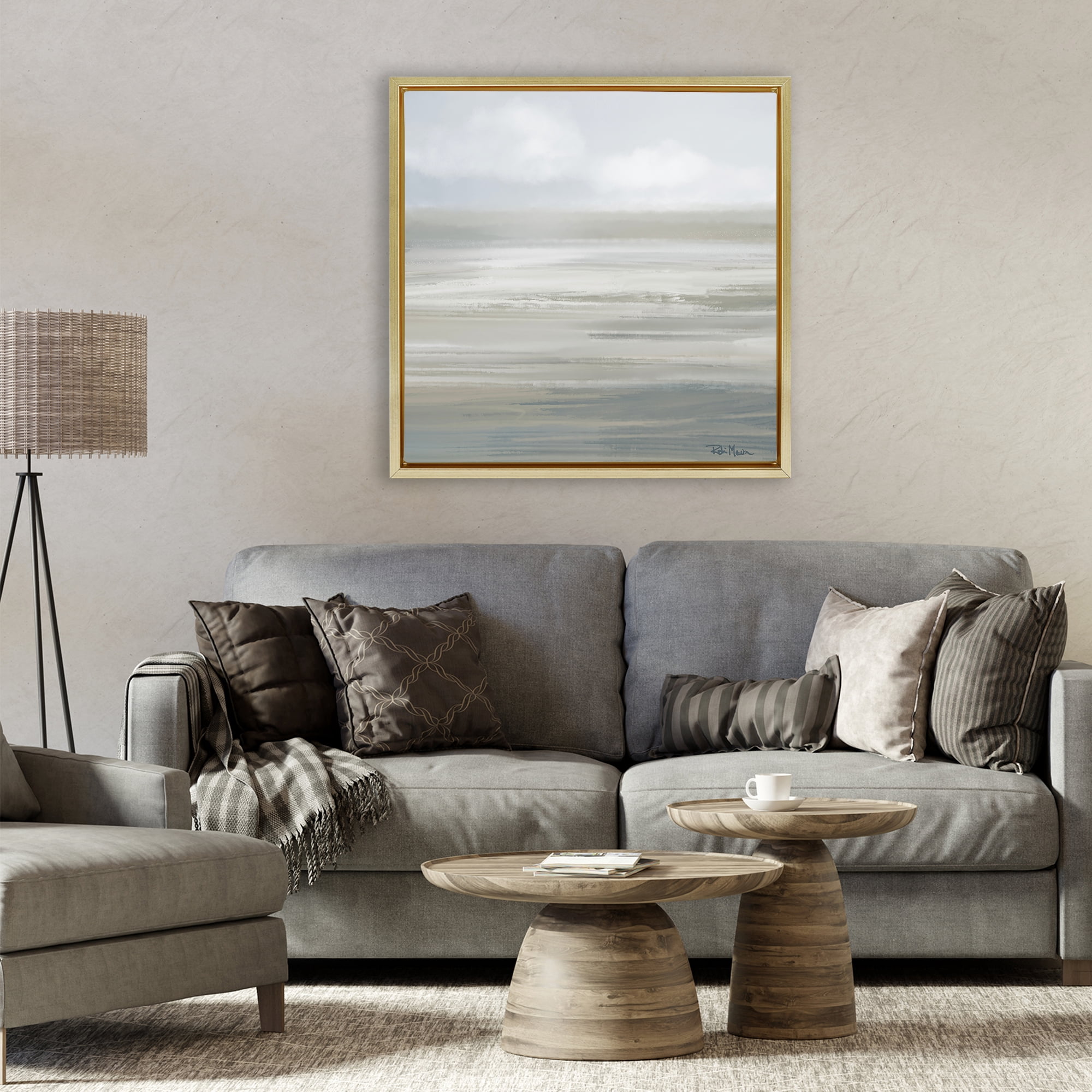 Stupell Industries Mid Afternoon Landscape Gold Framed Floater Canvas Wall Art, design by Robin Maria