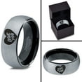 thumbnail image 4 of Tungsten Love You Heart Band Ring 8mm Men Women Comfort Fit Black Dome Brushed Gray Polished, 4 of 4