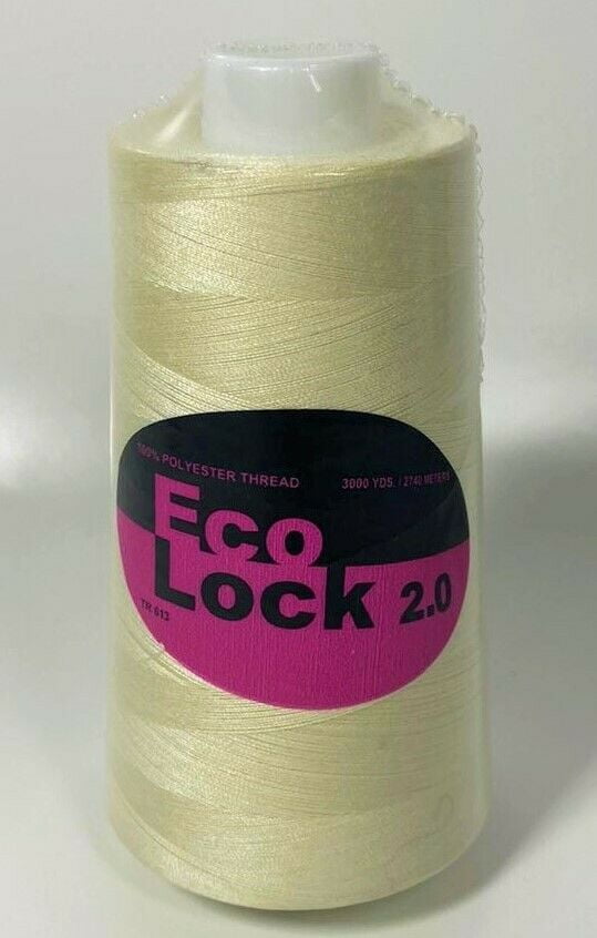 Sewing Serger Thread EcoLock 100% Spun Polyester New Coats 3000 Yards Cone Many Colors White 