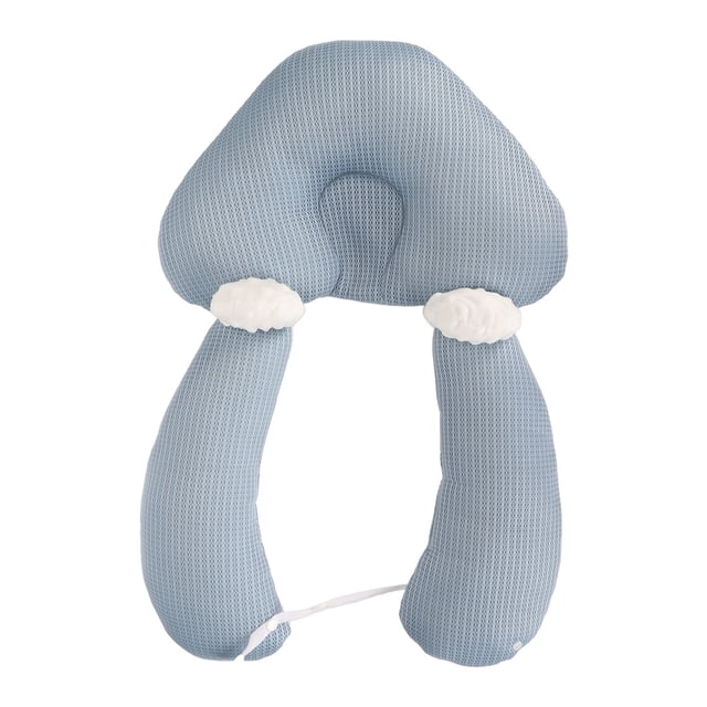 Almohada con forma de cabeza de bebé, soporte de lactancia suave, almohada de posicionamiento ajustable para la cabeza del bebé, azul