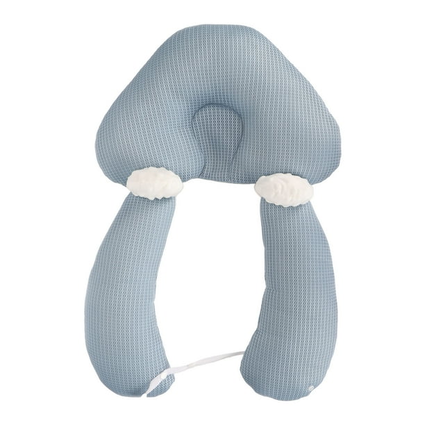Almohada con forma de cabeza de bebé, soporte de lactancia suave, almohada de posicionamiento ajustable para la cabeza del bebé, azul