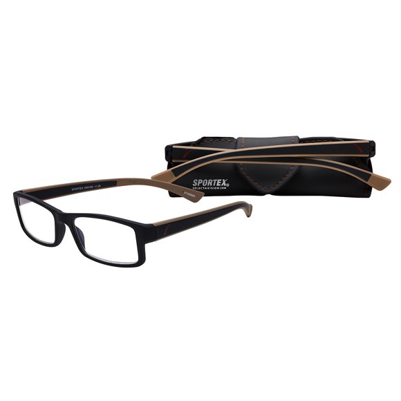 Select-A-Vision Men's Sportex Ar4160 Brown Rectangular Reading Glasses, 29 mm + 2