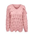 thumbnail image 3 of Gibobby Suéteres para mujer, Suéter Informal con Cuello en V Suéter pulóver para Mujer(Rosa,G), 3 of 5