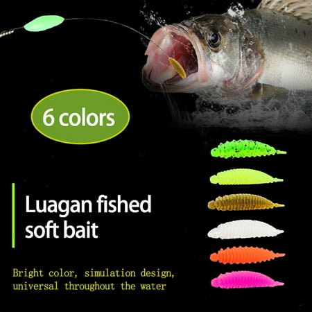 NIBOLOG 10Pcs 5.5cm/1.3g Fishing Lure Built-in Glittering Sequins Simulation Design Bright Color Flexible Tail Bite Resistant Fishing Worm Soft Lures Jig Wobbler for Freshwater Saltwater