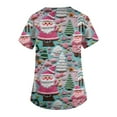 thumbnail image 3 of HaHaHappy Scrubs for Women Christmas Plus Size Short Sleeve Funny Christmas Santa Print Scrub Tops Ugly V Neck Cute Scrub Shirts Medical Uniform Nursing Nurse Workwear with Pocket Light Blue XL, 3 of 4