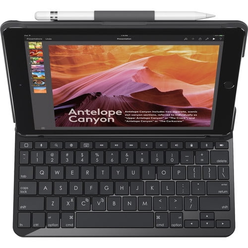 Restored Logitech Slim Folio Keyboard Case for Apple iPad 5th & 6th Generation - Black (Refurbished)