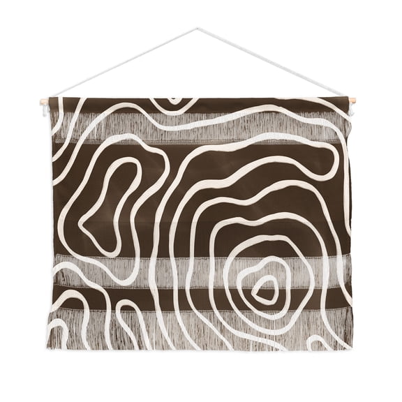 Society6 Alisa Galitsyna Brown Topographic Map Fiber Wall Art 47" x 32"