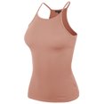 thumbnail image 2 of A2Y Women's Sexy Ribbed High Square Halter Neck Racerback Cami Top Mauve 2XL, 2 of 3