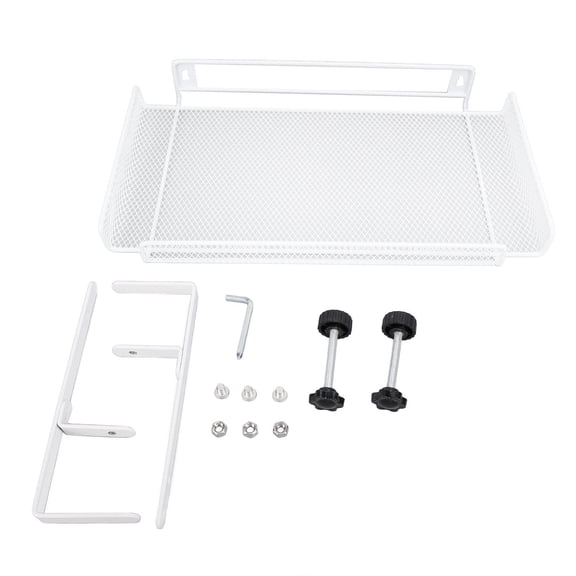 Rupoun Under‑Desk Cable Organizer Tray, Clamp‑On Storage Shelf for Wires, Power Strip & Router – White