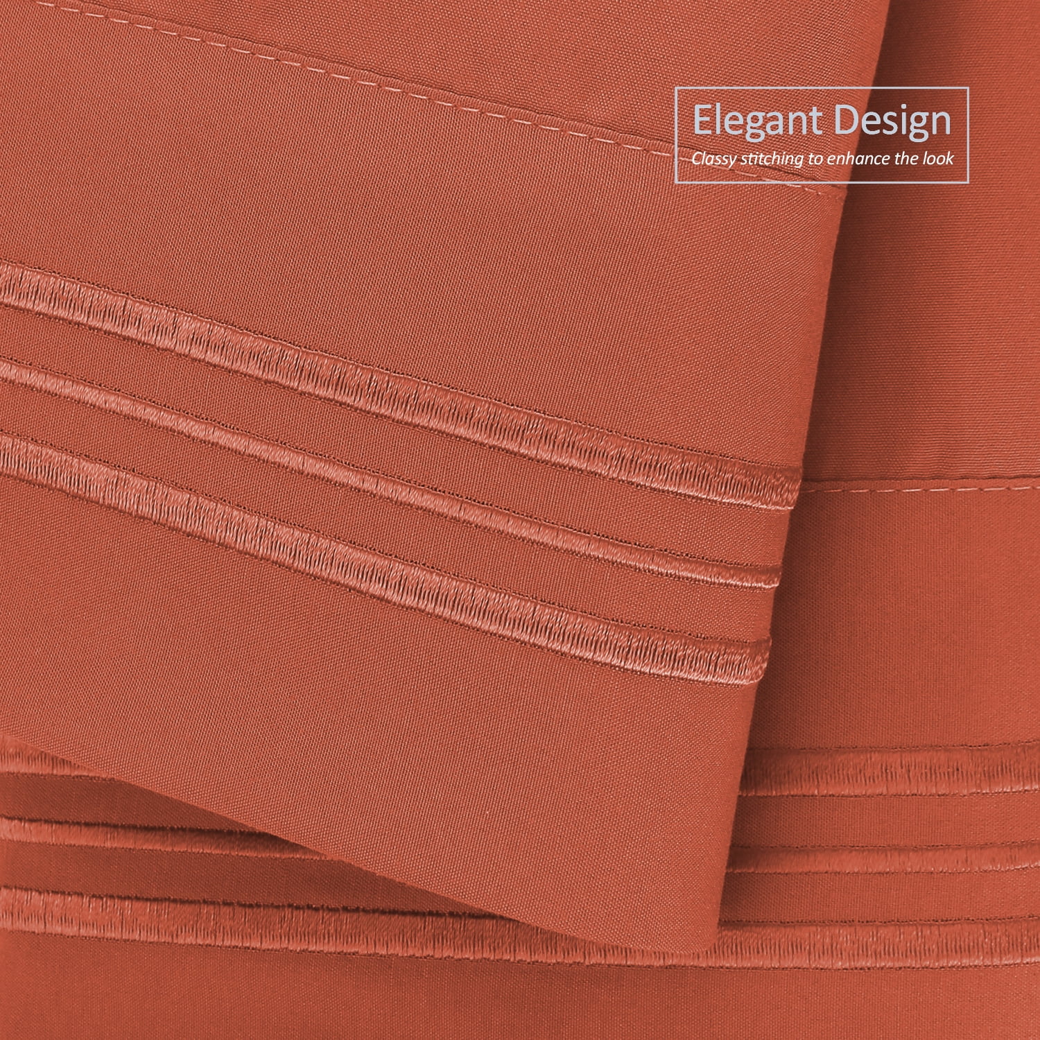 Clara Clark Pillow Cases Premier 1800 Microfiber Collection Pillow Case Set Of 2 Pieces, King Size, Orange Rust