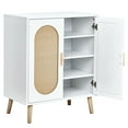 thumbnail image 6 of Spaco 2-Door Vertical Shoe Cabinet, Particle Board Shoe Cabinet with Plastic Rattan White Frame and Gold High Feet, White, 6 of 14