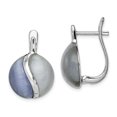 thumbnail image 1 of 925 Sterling Silver Round Created Cats Eye Hinged Earrings Drop Dangle, 1 of 5