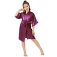 thumbnail image 3 of sertiohcv Kids Girls Pajama Set Silky PJS Button-Down Sleepwear Girls Robes Birthday Kids Party Wedding Bridal Party Flower Girl Robe Purple Size for A, 3 of 8