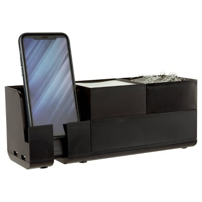 4pc Office Stackable Desk Organizer Black - Modular Desk Drawers & Organization Set, Metal & Plastic