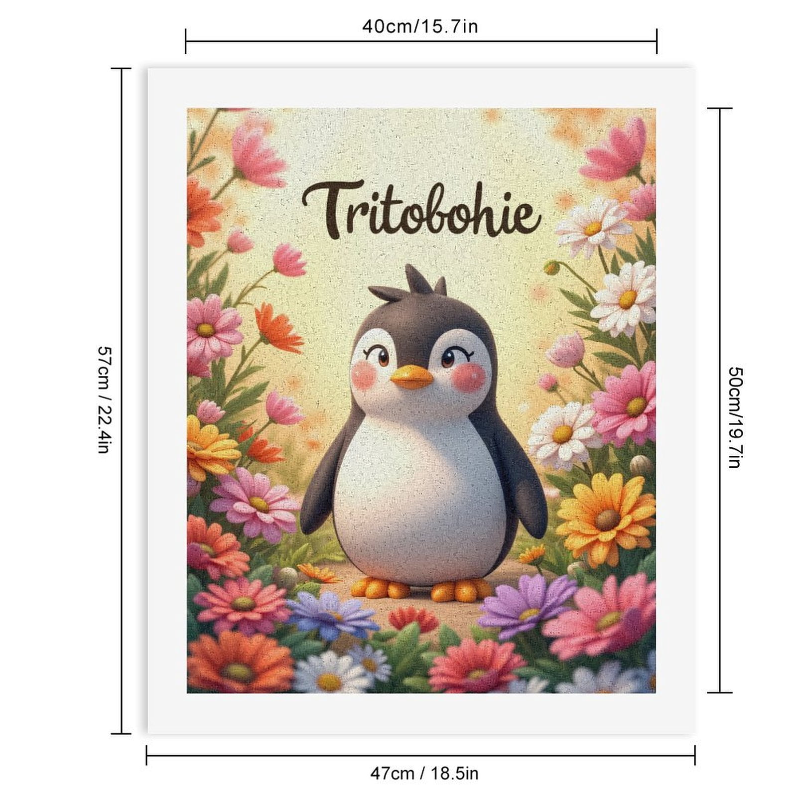 Paint By Numbers Kit for Adults Beginner - DIY Penguin In Colorful Flower Field Canvas Painting Kits for Adults, Frameless Paint By Number for Adults for Home Wall Decor 16x20 Inch