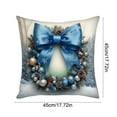 thumbnail image 3 of Blue Pillow Case, Blue Bow Wreath Design, Pillow Cover, Winter Wonderland Throw Pillow, Bedroom Living Room Couch Pillowcases, Home Background Decor, 3 of 6