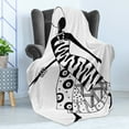 thumbnail image 4 of African Soft Flannel Fleece Throw Blanket, Woman Silhouette in Native Fashion Clothes Accessories Drawing, Cozy Plush for Indoor and Outdoor Use, 60" x 80", Black and White, by Ambesonne, 4 of 5